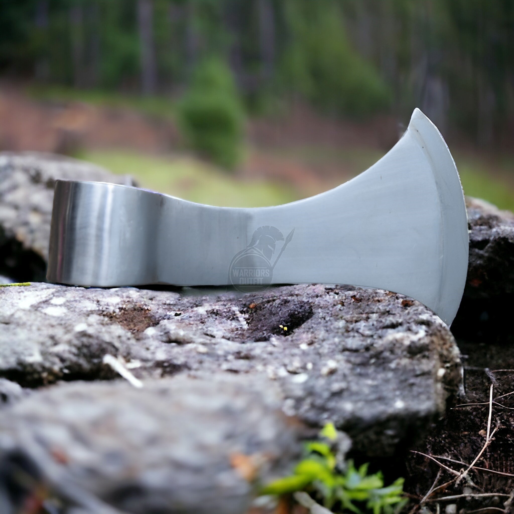 Warriors Outfit Hand Forged Axe Head camping Hatch Tomahawk Axe, Huntsman Throwing Camping Battle Axe, high Carbon Steel Axe Head (Silver)