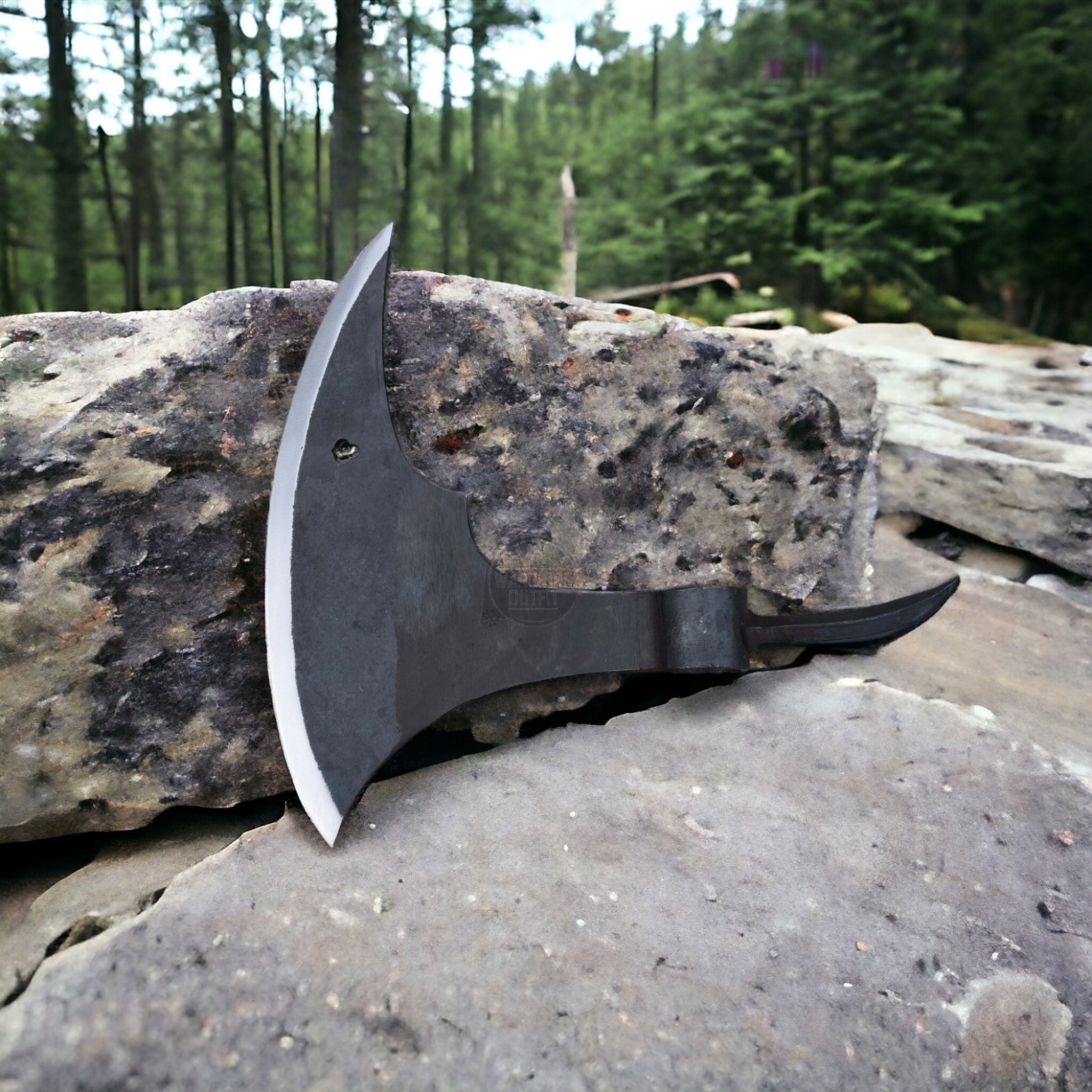 Warriors Outfit Hand Forged Medieval Back Spike Battle Axe Head | camping Hatch Axe, Huntsman Throwing Camping Battle Axe, Hight Carbon Steel