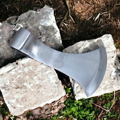 Warriors Outfit Hand Forged Axe Head camping Hatch Tomahawk Axe, Huntsman Throwing Camping Battle Axe, high Carbon Steel Axe Head (Silver)