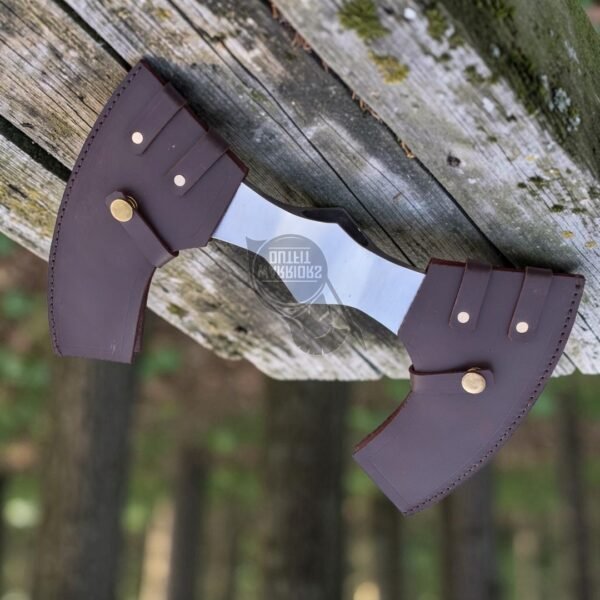 Warriors OUTFIT Hand Forged Medieval Viking Large Size Double Edge Polish Axe Head With Leather Cover.