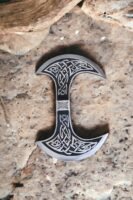 Warriors Outfit Hand Forged Medieval High Carbon Steel Etching Double Side Blade Battle Ready Axe Head.