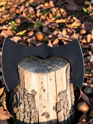 Warriors Outfit Hand Forged Medieval High Carbon Steel Double Edge Large Size Battle Ready Axe Head With Leather Cover