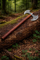 Warriors Outfit Double Blade Throwing Battle Axe – Viking Style Engraved Dual Head Axe with Wooden Handle, Balanced for Throwing Practice, Medieval Inspired Axe for Outdoor Use and Collection