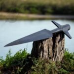 WARRIORS OUTFIT Hand Forged Medieval Viking  Wing Spearhead High Carbon Steel Spearhead With Black Finishing