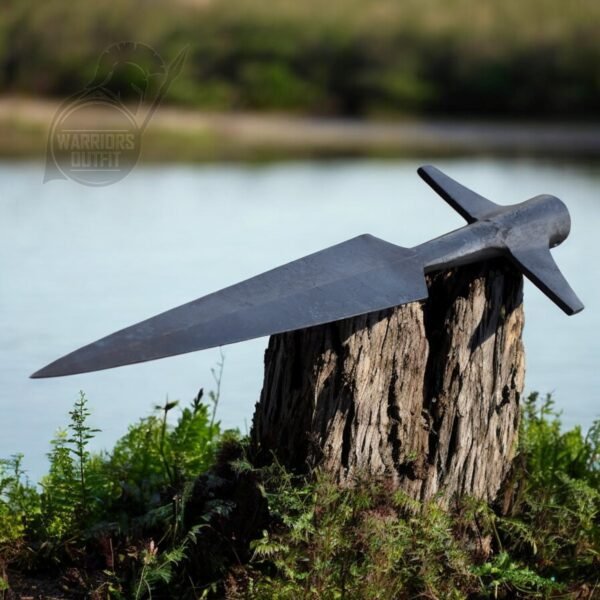 WARRIORS OUTFIT Hand Forged Medieval Viking  Wing Spearhead High Carbon Steel Spearhead With Black Finishing