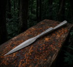 Warriors Outfit 11 Inch Leaf Blade Spearhead with Butt Cap – Hand Forged Steel Spear Head for Hunting, Throwing & Outdoor Use