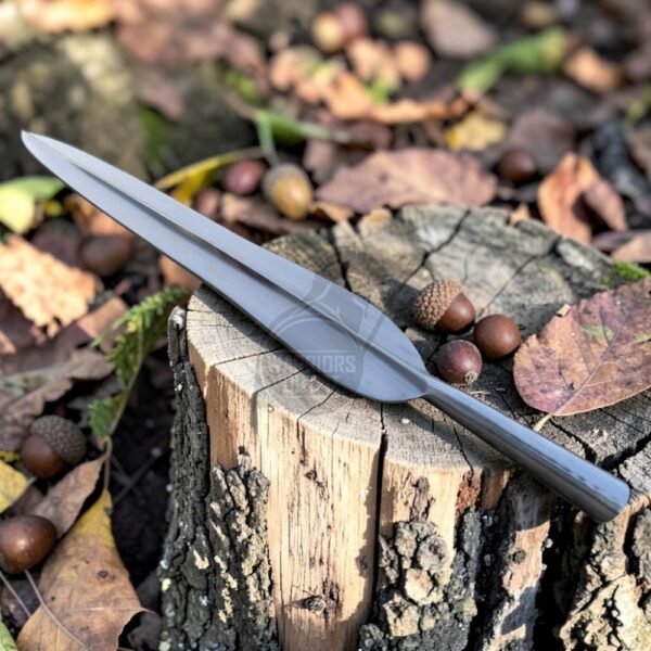 Warriors Outfit Hand-Forged Celtic Spearhead Leaf Shaped Blade – Polished High Carbon Steel Spear Head with Central Ridge, Traditional Socket Design for Throwing Practice, Hunting Style