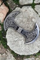 Warriors Outfit Hand Forged Medieval High Carbon Steel Etching Double Side Blade Battle Ready Axe Head.