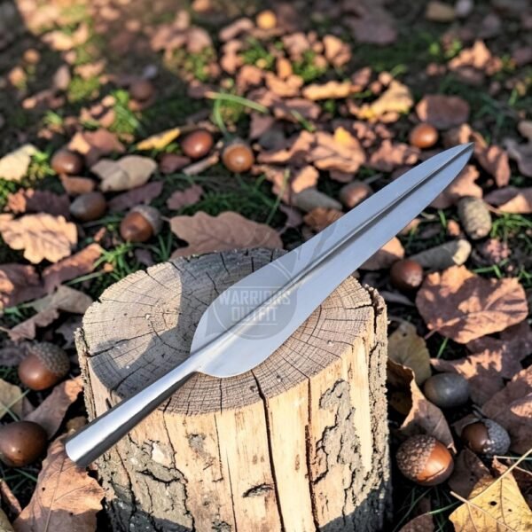 Warriors Outfit Hand-Forged Celtic Spearhead Leaf Shaped Blade – Polished High Carbon Steel Spear Head with Central Ridge, Traditional Socket Design for Throwing Practice, Hunting Style