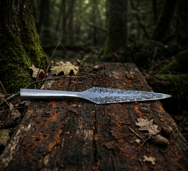 Warriors Outfit Hand-Forged Etched Throwing & Hunting Spearhead. Outdoor Camping Tool