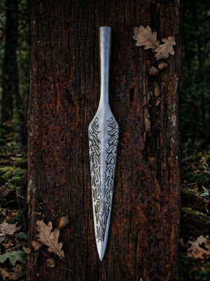 Warriors Outfit Hand-Forged Etched Throwing & Hunting Spearhead. Outdoor Camping Tool