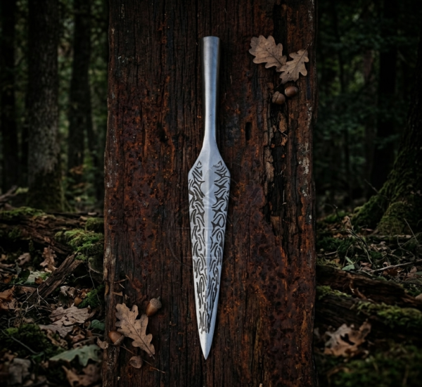 Warriors Outfit Hand-Forged Etched Throwing & Hunting Spearhead. Outdoor Camping Tool