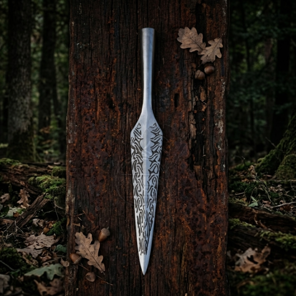 Warriors Outfit Hand-Forged Etched Throwing & Hunting Spearhead. Outdoor Camping Tool