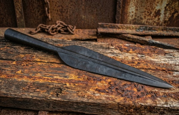 Warriors Outfit Hand Forged Medieval Large Size Heavy Spearhead. Leaf Blade Spearhead.