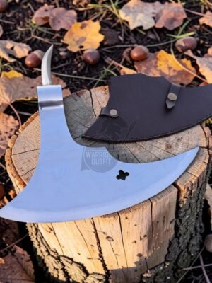Warriors Outfit  Large Size Back Spike Polish Medieval Viking Battle Ready Axe Head. With Blade Cover.