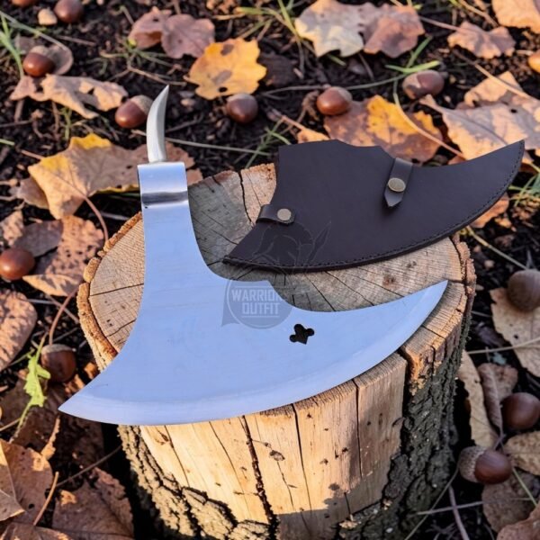 Warriors Outfit  Large Size Back Spike Polish Medieval Viking Battle Ready Axe Head. With Blade Cover.