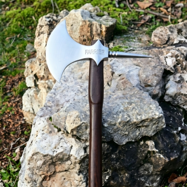 Warriors Outfit The Household Cavalry Farrier Axe with Handle & Butt Cap – Engraved Head, Wooden Shaft