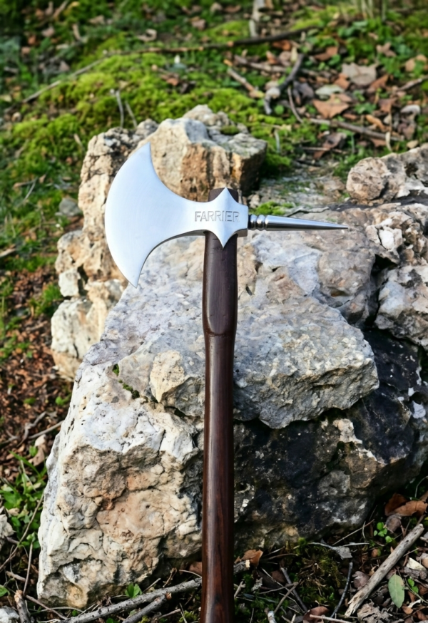 Warriors Outfit The Household Cavalry Farrier Axe with Handle & Butt Cap – Engraved Head, Wooden Shaft