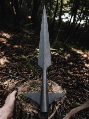 WARRIORS OUTFIT Hand Forged Medieval Viking  Wing Spearhead High Carbon Steel Spearhead With Black Finishing