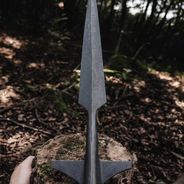 WARRIORS OUTFIT Hand Forged Medieval Viking Wing Spearhead High Carbon Steel Spearhead With Black Finishing