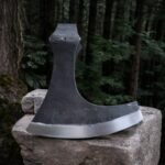 Warriors Outfit Hand Forged Medieval Viking High Carbon Steel Center Hole Axe Head. Best For Outdoor Camping Tool.