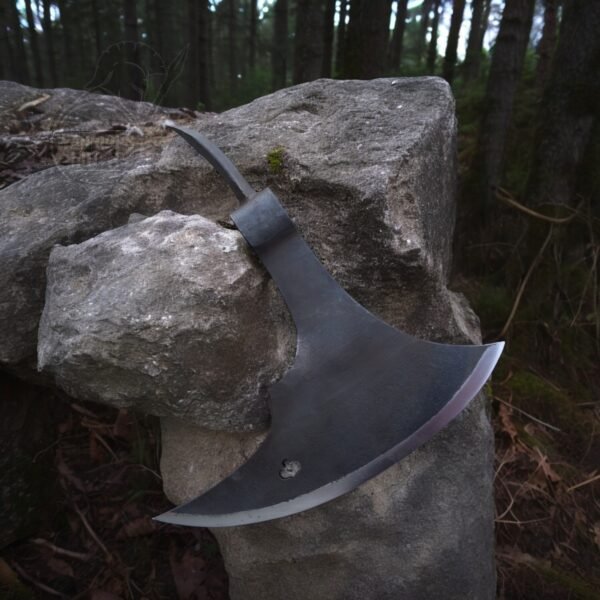 Hand Forged Medieval Back Spike Battle Axe Head | Campaign Hatch Tomahawk Axe, Huntsman Throwing Camping Battle Axe, Hight Carbon Steel