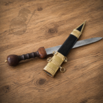 WarriorsOutfit Medieval Roman Gladius Sword Handcrafted Steel Blade with Wooden Handle & Brass Scabbard
