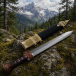 WarriorsOutfit Medieval Roman Gladius Sword Handcrafted Steel Blade with Wooden Handle & Brass Scabbard
