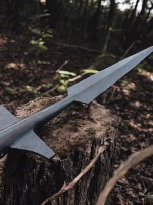 WARRIORS OUTFIT Hand Forged Medieval Viking Wing Spearhead High Carbon Steel Spearhead With Black Finishing