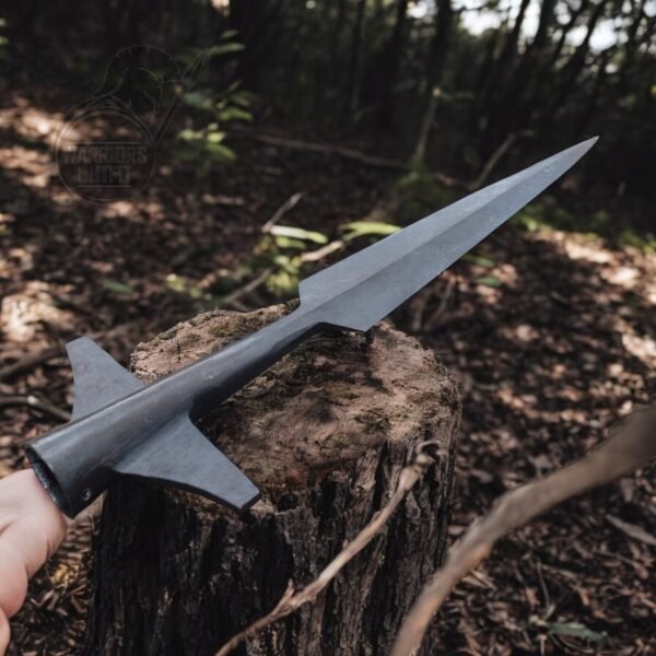 WARRIORS OUTFIT Hand Forged Medieval Viking Wing Spearhead High Carbon Steel Spearhead With Black Finishing