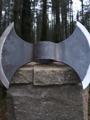 Double Pointed Axe Weapon Large and Heavy Elongated Warrior Viking Costume Battle Edge Adult Premium Collectible Gift by OUTFIT, Black,