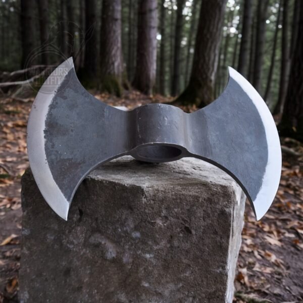 Double Pointed Axe Weapon Large and Heavy Elongated Warrior Viking Costume Battle Edge Adult Premium Collectible Gift by OUTFIT, Black,