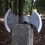 Double Pointed Axe Weapon Large and Heavy Elongated Warrior Viking Costume Battle Edge Adult Premium Collectible Gift by OUTFIT, Black,