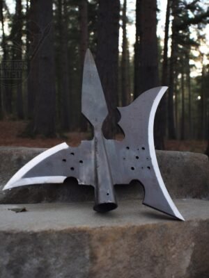 Hand Forged High Carbon Steel Medieval Halberd with Holes- Heavy Duty Sergeants Halberd Fully Functional