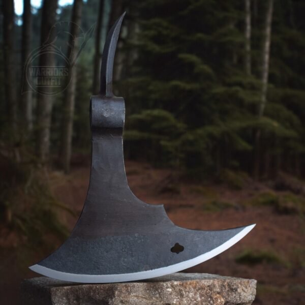 Hand Forged Medieval Back Spike Battle Axe Head | Campaign Hatch Tomahawk Axe, Huntsman Throwing Camping Battle Axe, Hight Carbon Steel