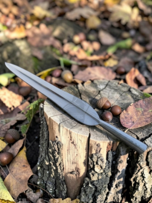 Warriors Outfit Hand-Forged Celtic Spearhead Leaf Shaped Blade – Polished High Carbon Steel Spear Head with Central Ridge, Traditional Socket Design for Throwing Practice, Hunting Style