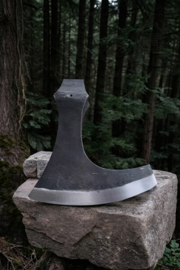 Warriors Outfit Hand Forged Medieval Viking High Carbon Steel Center Hole Axe Head. Best For Outdoor Camping Tool.