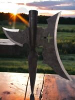 Warriors Outfit 18th Century Medieval Hand Forged Halberd, 91cm Wooden Handle, High Carbon Steel Blade with Curved Spike, Historical Weapon Replica