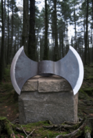 Double Pointed Axe Weapon Large and Heavy Elongated Warrior Viking Costume Battle Edge Adult Premium Collectible Gift by OUTFIT, Black,
