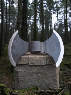 Double Pointed Axe Weapon Large and Heavy Elongated Warrior Viking Costume Battle Edge Adult Premium Collectible Gift by OUTFIT, Black,