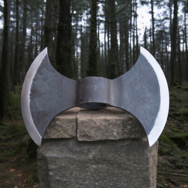 Double Pointed Axe Weapon Large and Heavy Elongated Warrior Viking Costume Battle Edge Adult Premium Collectible Gift by OUTFIT, Black,