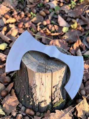 Warriors OUTFIT Hand Forged Medieval Viking Large Size Double Edge Polish Axe Head With Leather Cover.