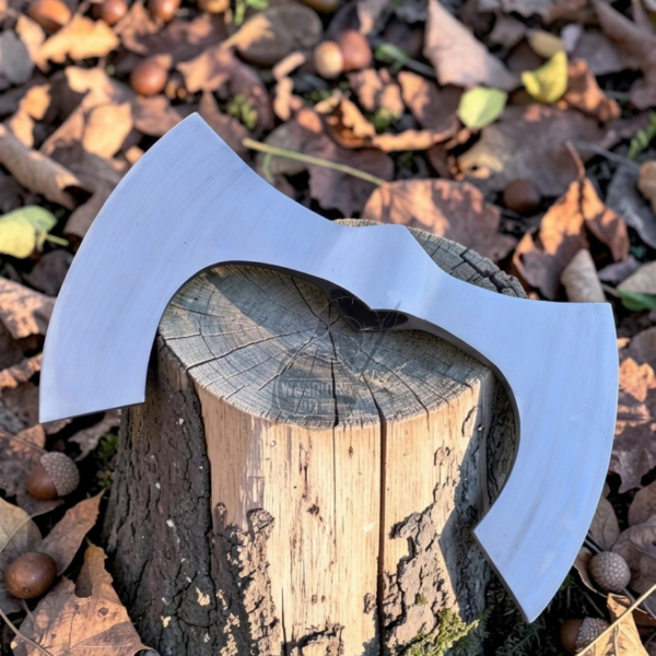 Warriors OUTFIT Hand Forged Medieval Viking Large Size Double Edge Polish Axe Head With Leather Cover.
