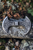Warriors Outfit Hand Forged Medieval High Carbon Steel Etching Double Side Blade Battle Ready Axe Head.