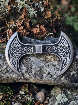 Warriors Outfit Hand Forged Medieval High Carbon Steel Etching Double Side Blade Battle Ready Axe Head.