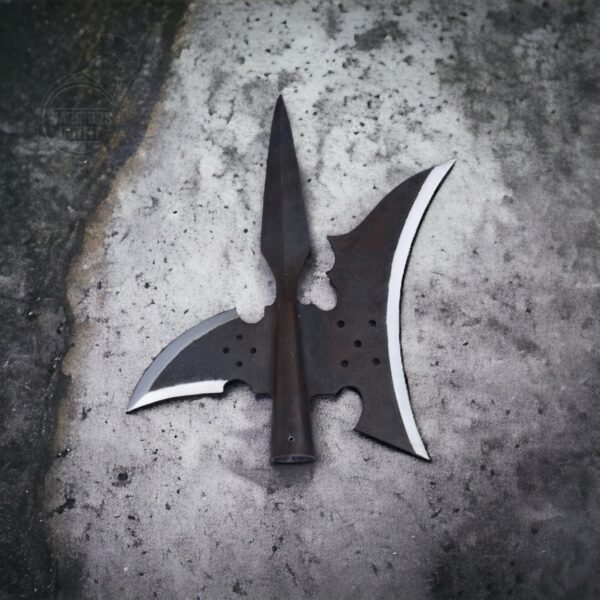 Hand Forged High Carbon Steel Medieval Halberd with Holes- Heavy Duty Sergeants Halberd Fully Functional