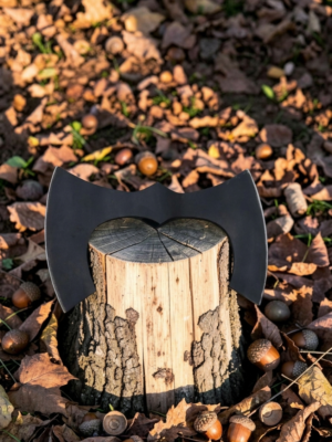 Warriors Outfit Hand Forged Medieval High Carbon Steel Double Edge Large Size Battle Ready Axe Head With Leather Cover