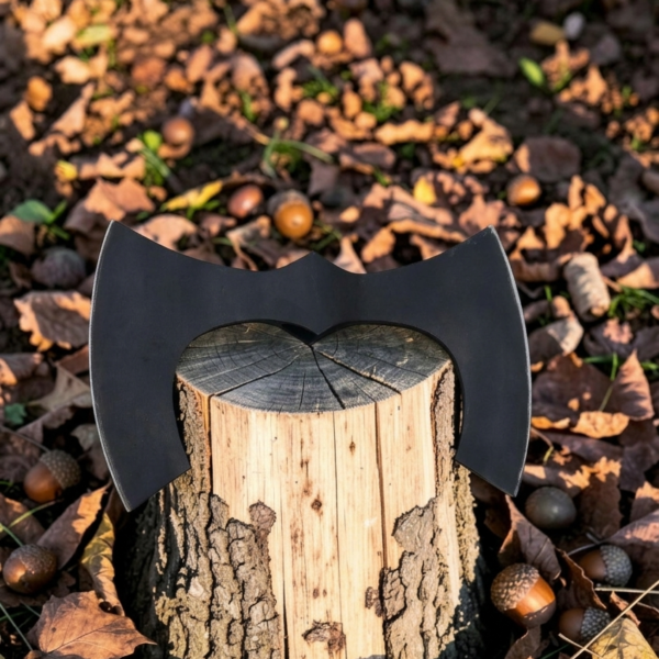 Warriors Outfit Hand Forged Medieval High Carbon Steel Double Edge Large Size Battle Ready Axe Head With Leather Cover