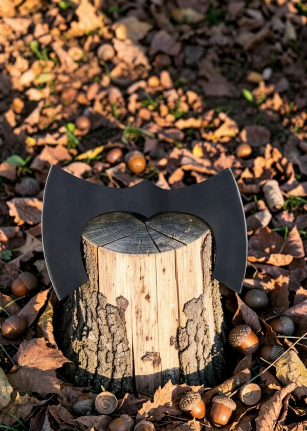 Warriors Outfit Hand Forged Medieval High Carbon Steel Double Edge Large Size Battle Ready Axe Head With Leather Cover