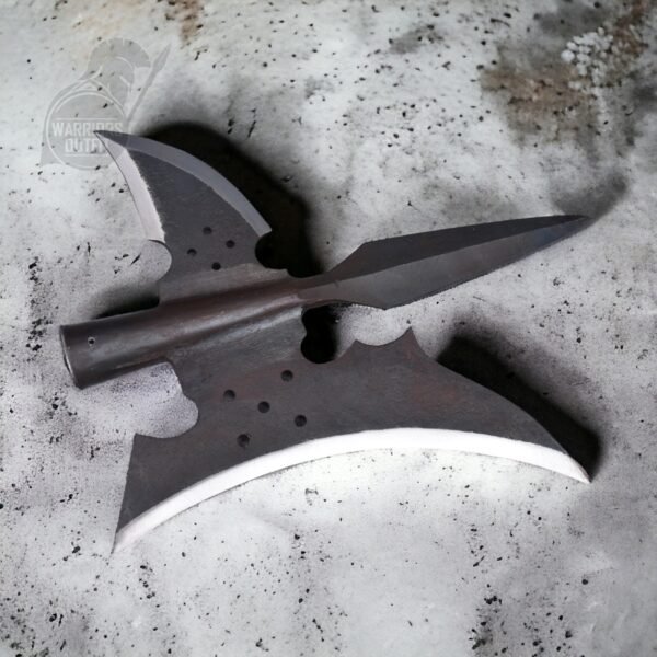 Hand Forged High Carbon Steel Medieval Halberd with Holes- Heavy Duty Sergeants Halberd Fully Functional